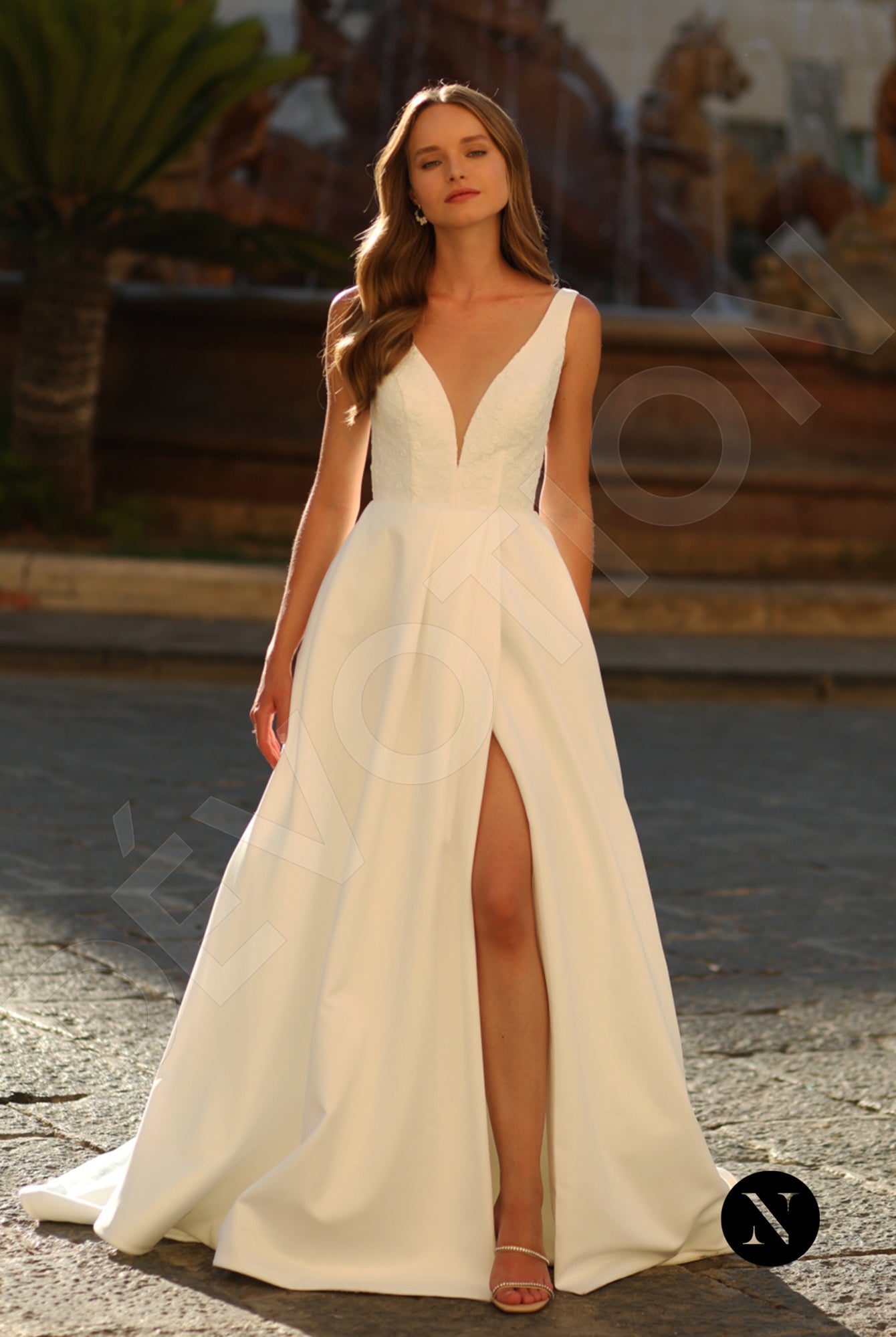 Vanessa A line Deep V neck Ivory Wedding dress