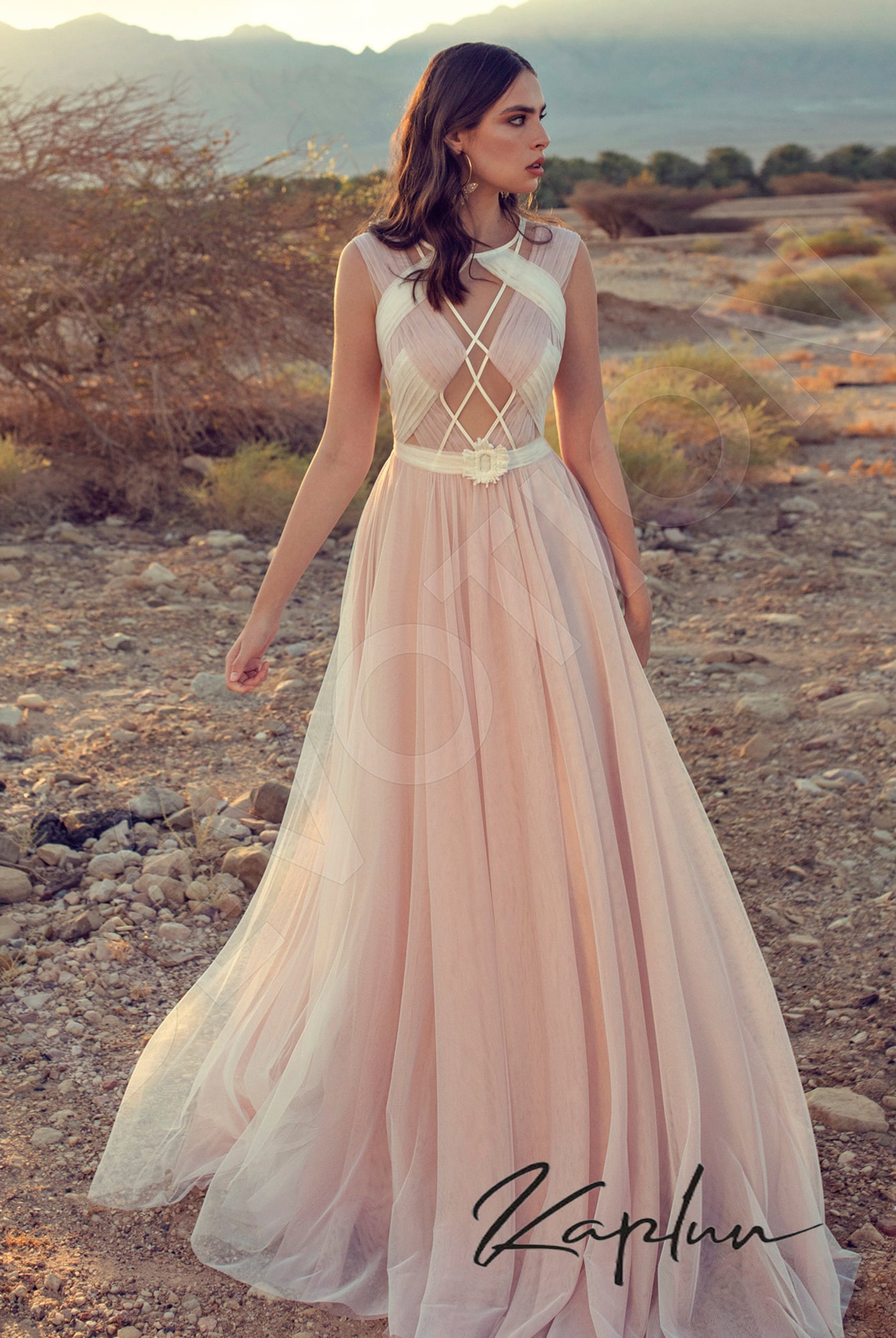 Pink a line wedding dress best sale