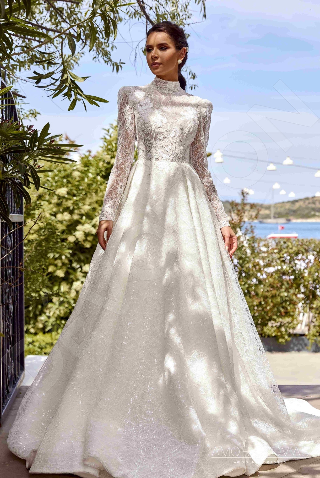 Jordan Bridals Empire Waist Aline Wedding Gown Ivory Chiffon Size hot 8