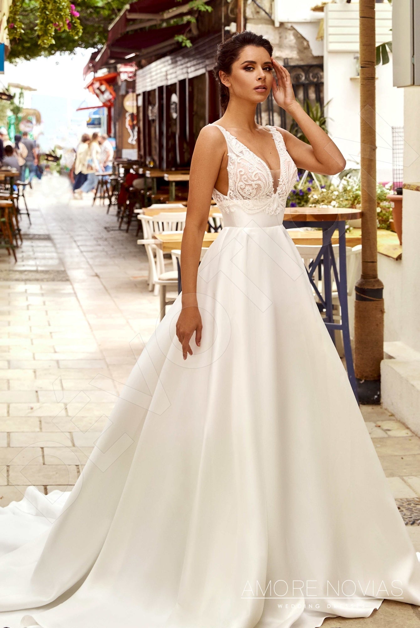 Wedding dresses a line v deals neck