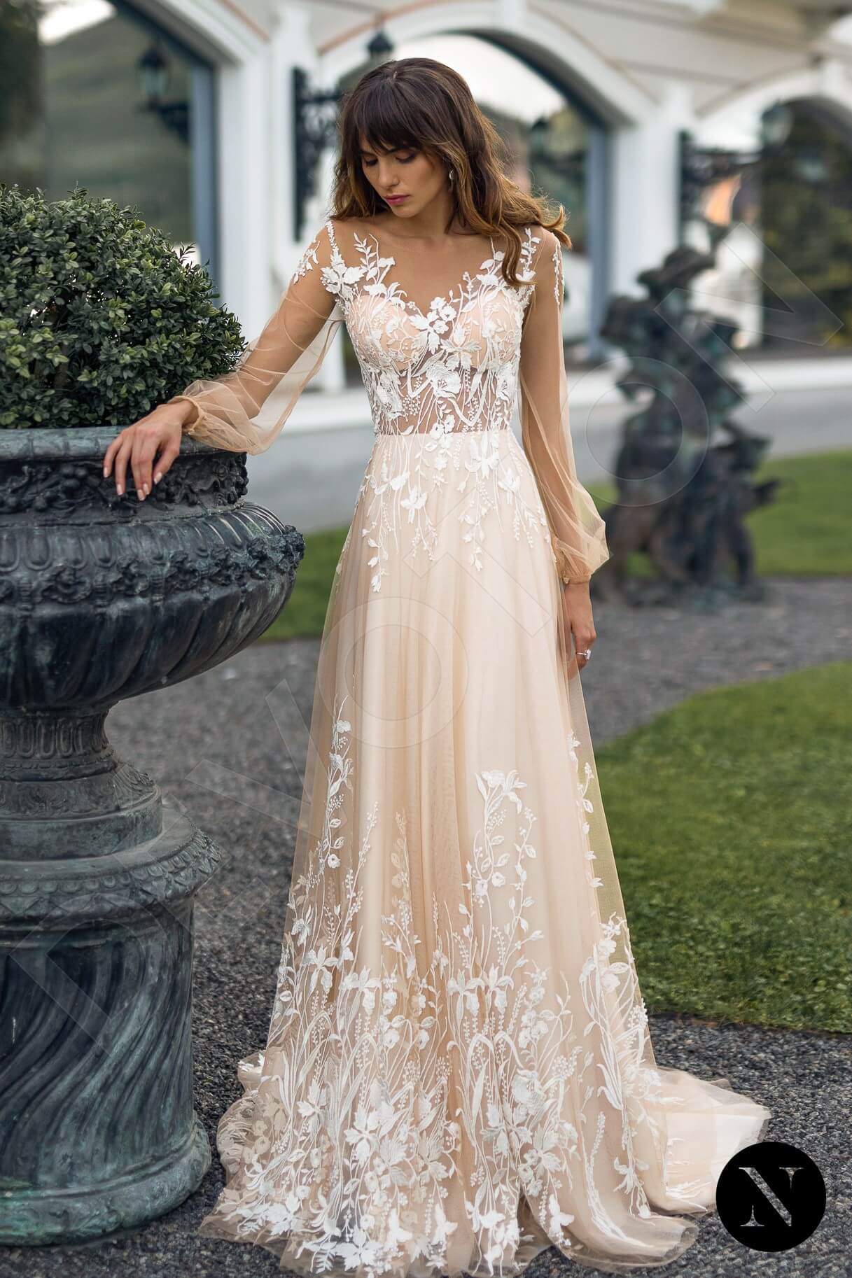 Illusion a line wedding dress hotsell