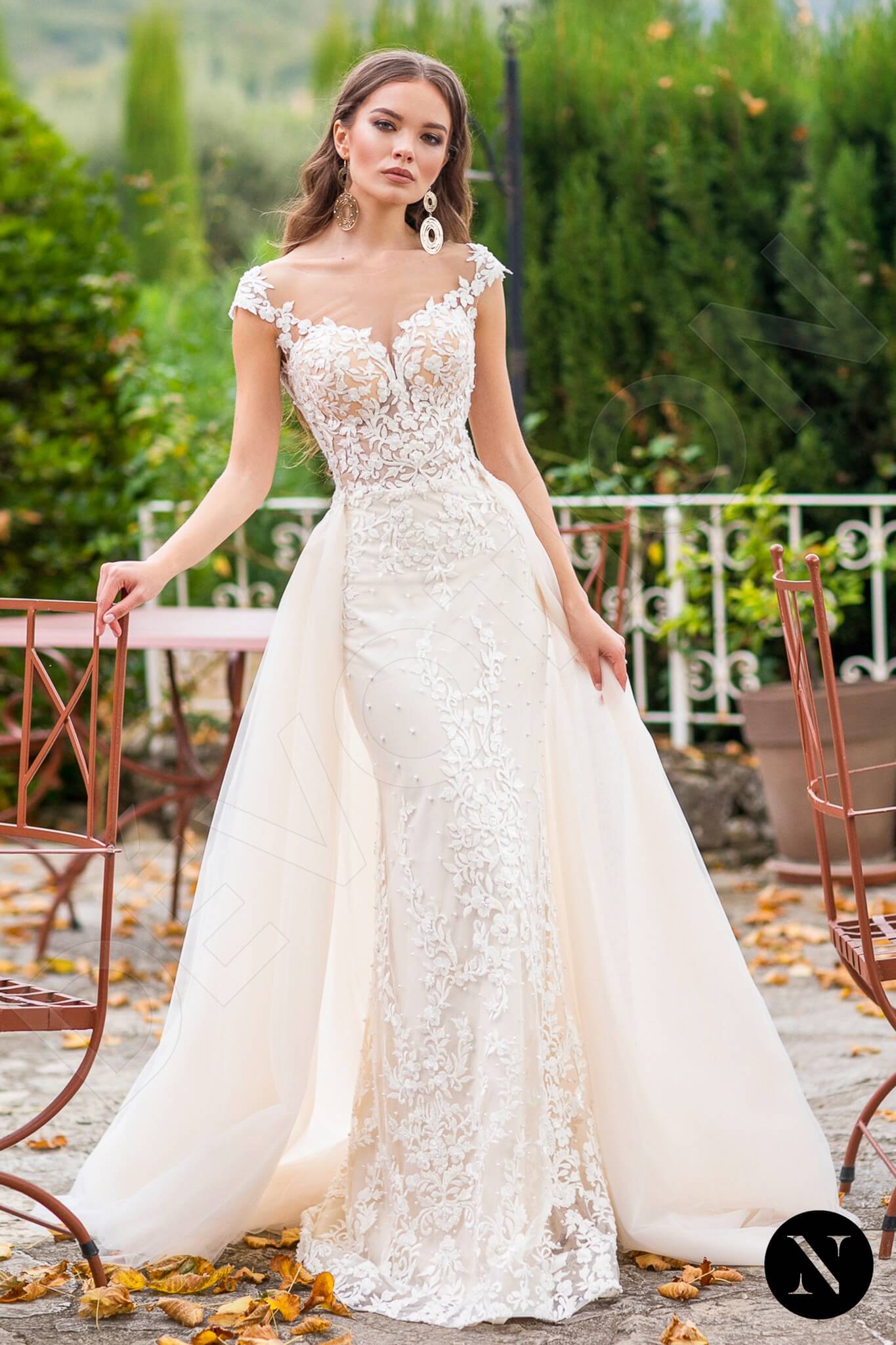 Reva Trumpet Mermaid Illusion Champagne Wedding dress