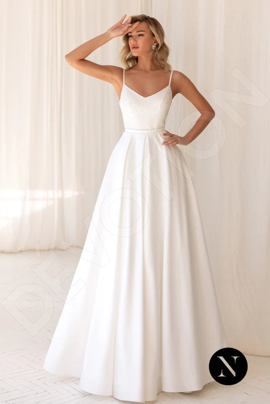 Beatrissa A-line V-neck Ivory Wedding dress