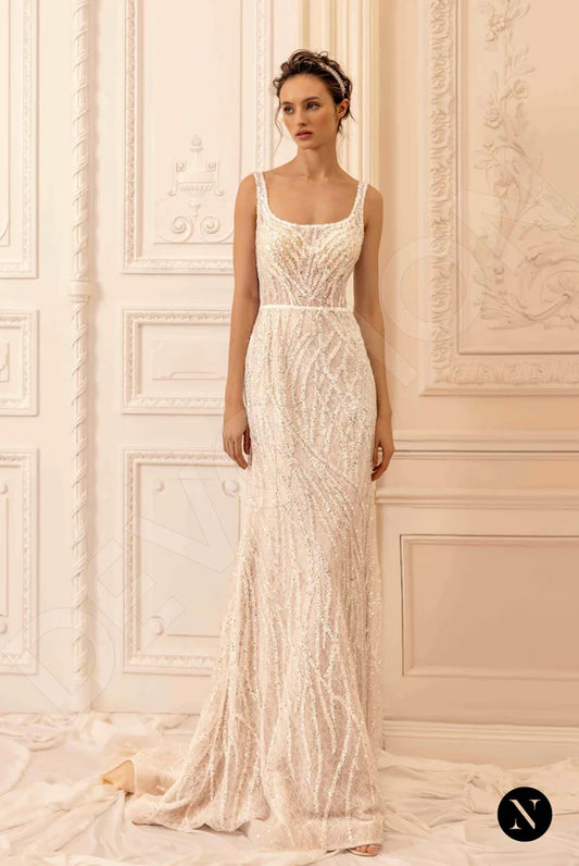 Rachel A-line Square Nude Wedding dress