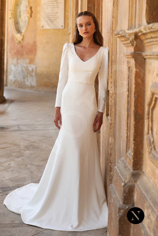 Dona Trumpet/Mermaid V-neck Ivory Wedding dress