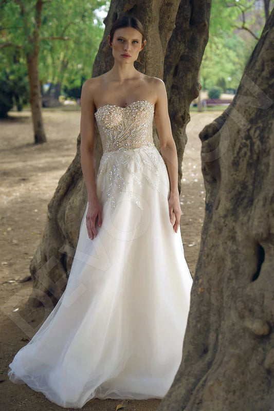 Mayim A-line Sweetheart Milk Wedding dress