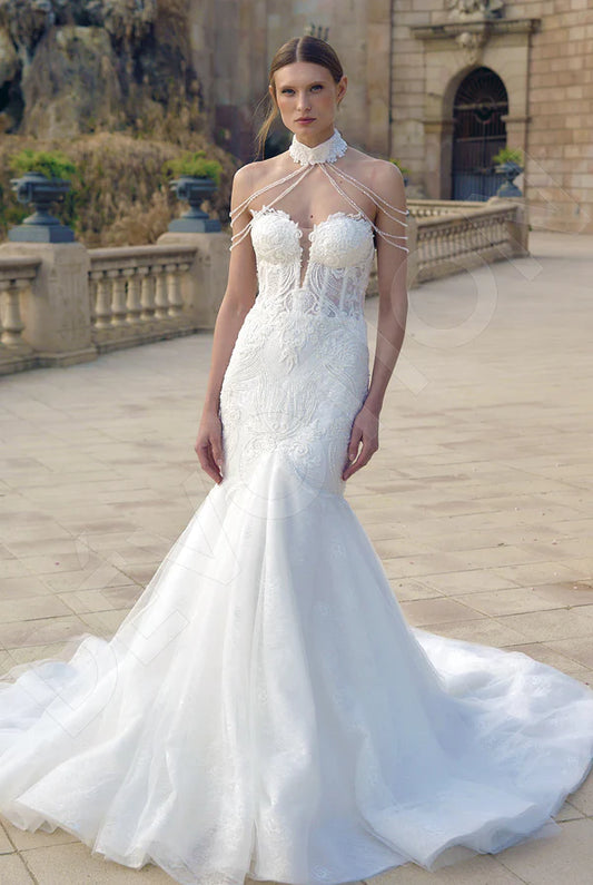 Francesca Trumpet/Mermaid Sweetheart Milk Wedding dress