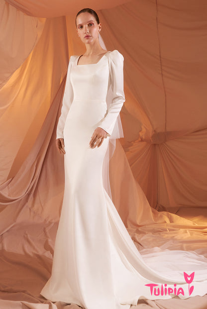 Agate Trumpet/Mermaid Square Milk Wedding dress