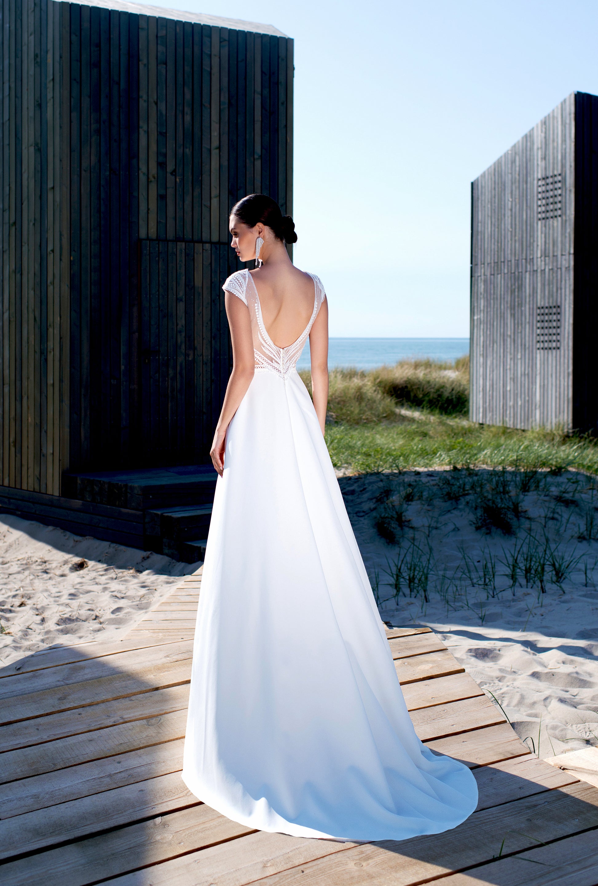 Maret A-line V-neck Off White Wedding dress