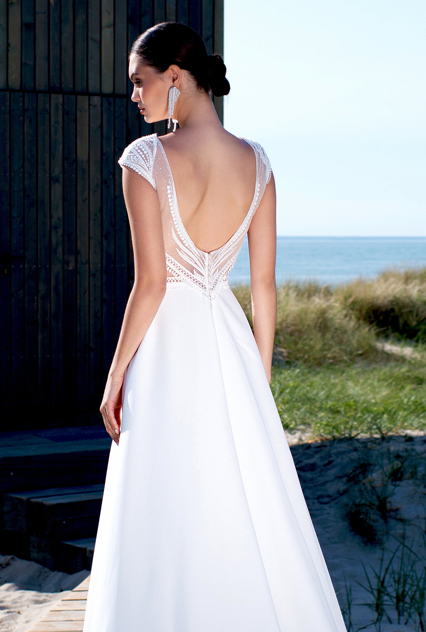 Maret A-line V-neck Off White Wedding dress