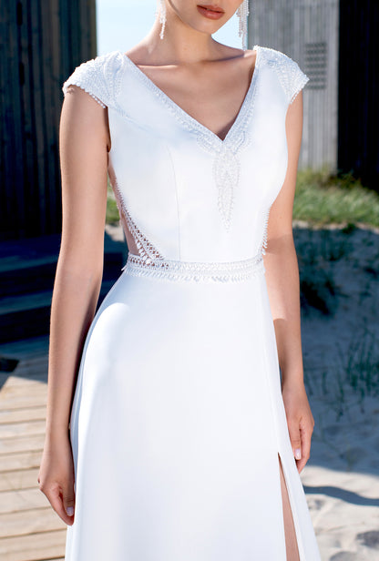 Maret A-line V-neck Off White Wedding dress