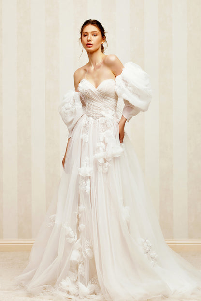 Rozel A-line Sweetheat Milk Wedding dress