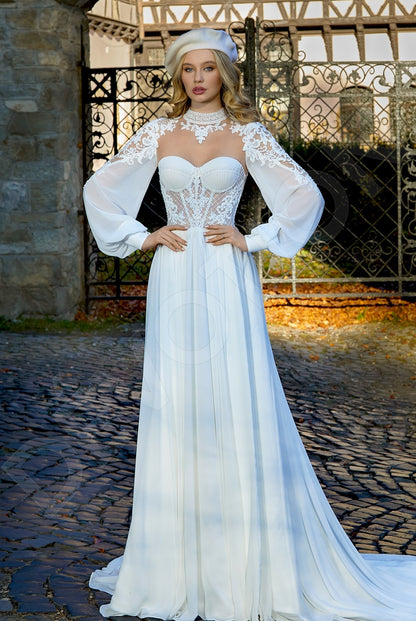 Luyiza A-line High neck Milk Wedding dress