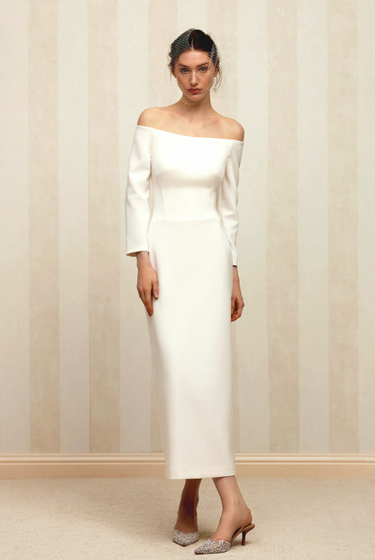 Polina Sheath/Column Off-shoulder/Drop shoulders Milk Wedding dress