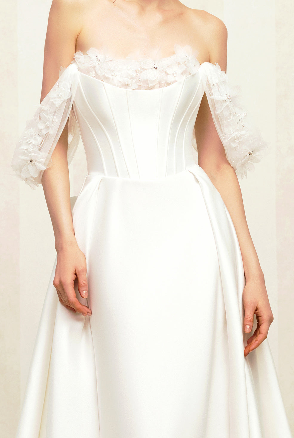 Dolorosa A-line Off-shoulder/Drop shoulders Milk Wedding dress