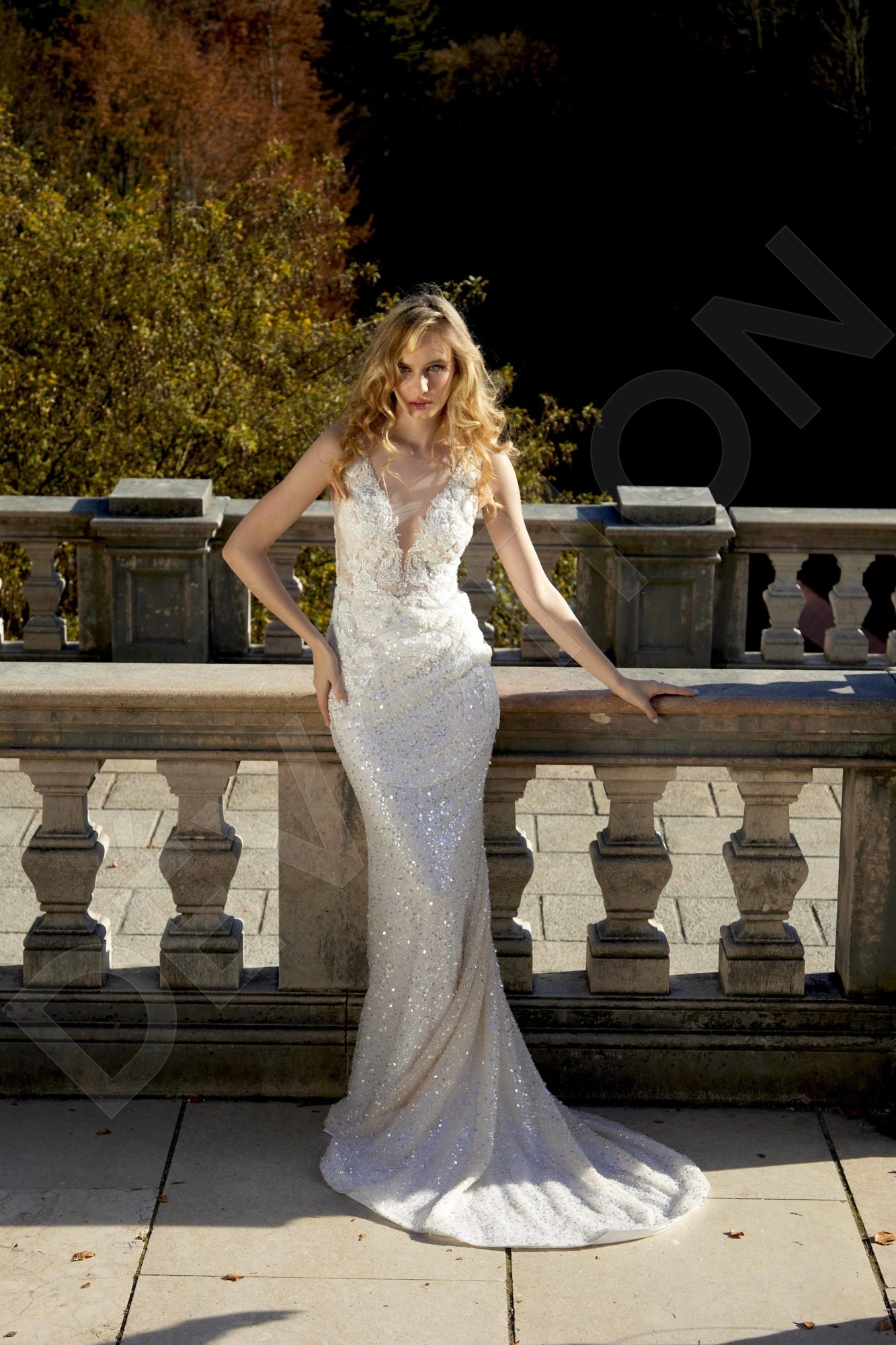 Yelizaveta Trumpet/Mermaid Deep V-neck Milk/Nude Wedding dress