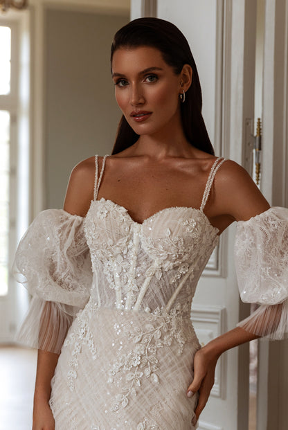 Jade-Julia Two in one Sweetheart Milk Wedding dress