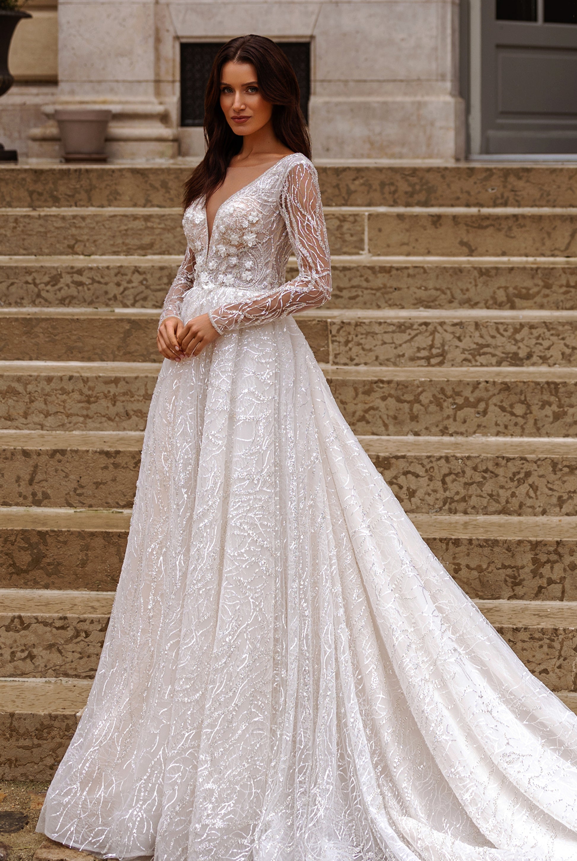 Jade-Iris A-line Illusion Milk Wedding dress