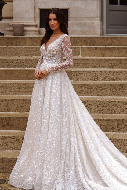 Jade-Iris A-line Illusion Milk Wedding dress