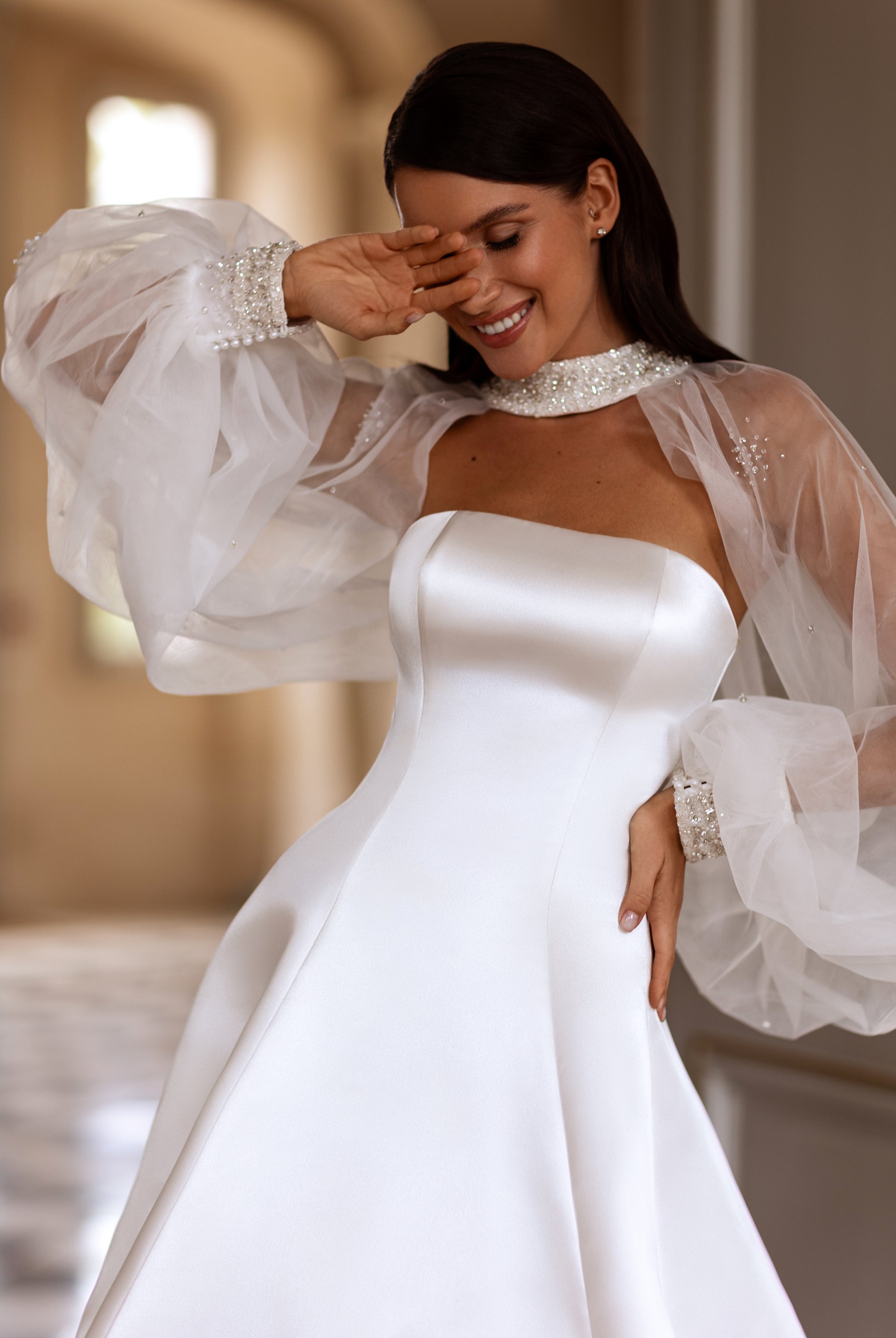 Jade-Marie Two in one Straight across Milk Wedding dress