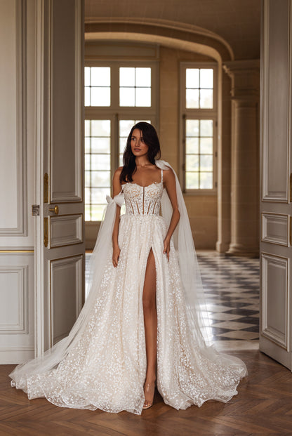 Marie-Emmanuelle A-line Sweetheart Milk Wedding dress