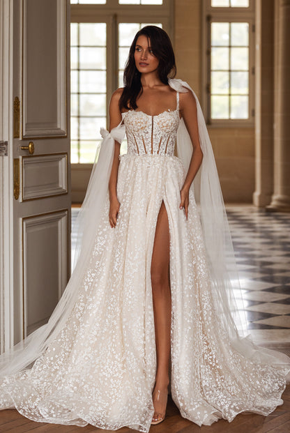 Marie-Emmanuelle A-line Sweetheart Milk Wedding dress