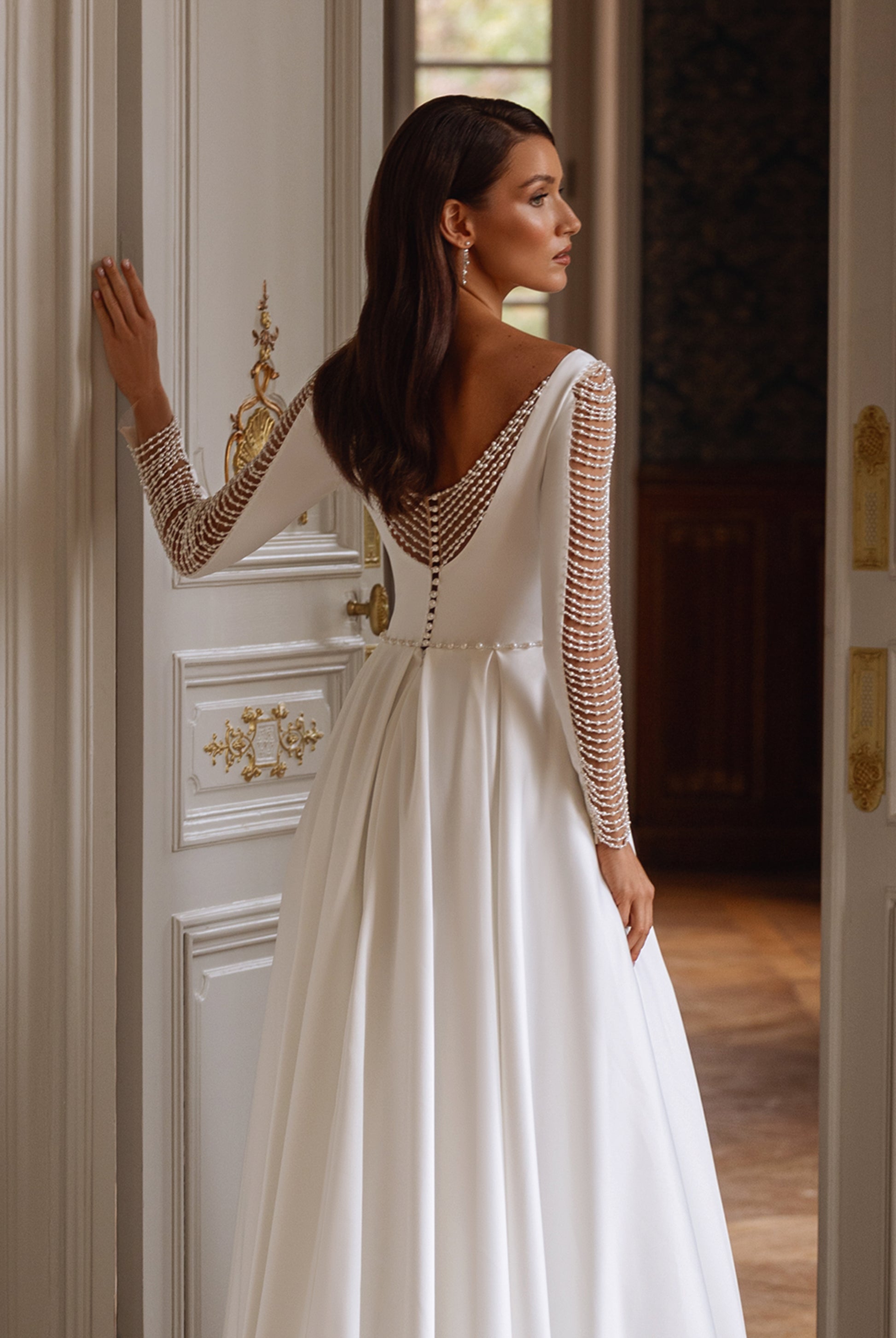 Lili-Rose A-line Boat/Bateau Milk Wedding dress