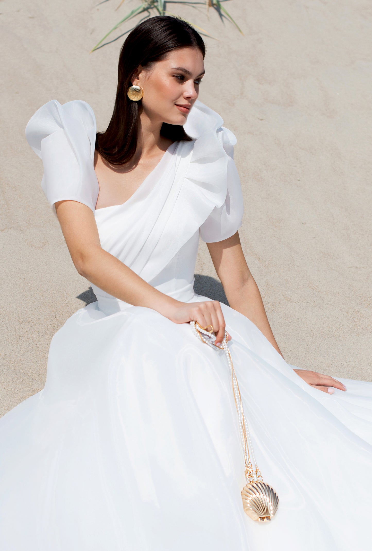 Aroma A-line Asymmetric/One shoulder Off-White Wedding dress