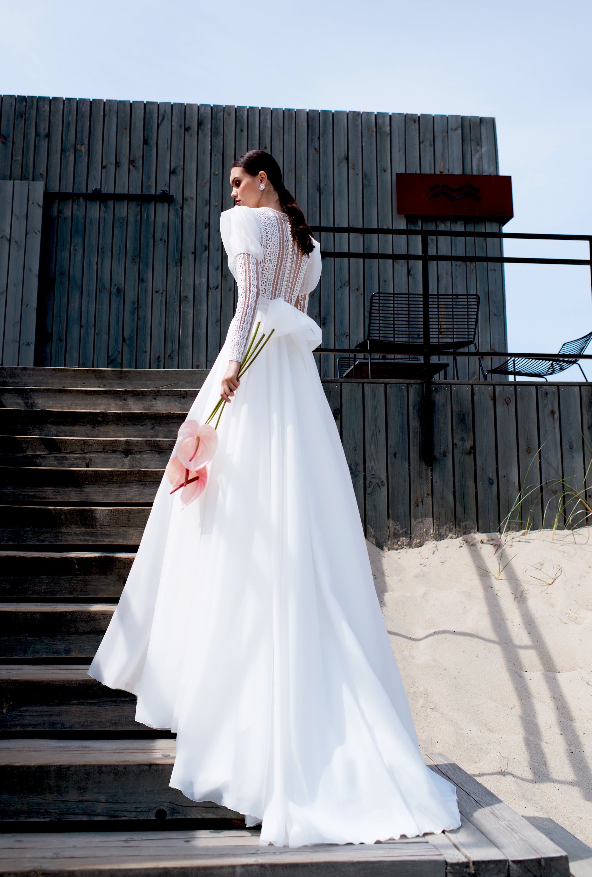 Mariska A-line Boat/Bateau Off White Wedding dress