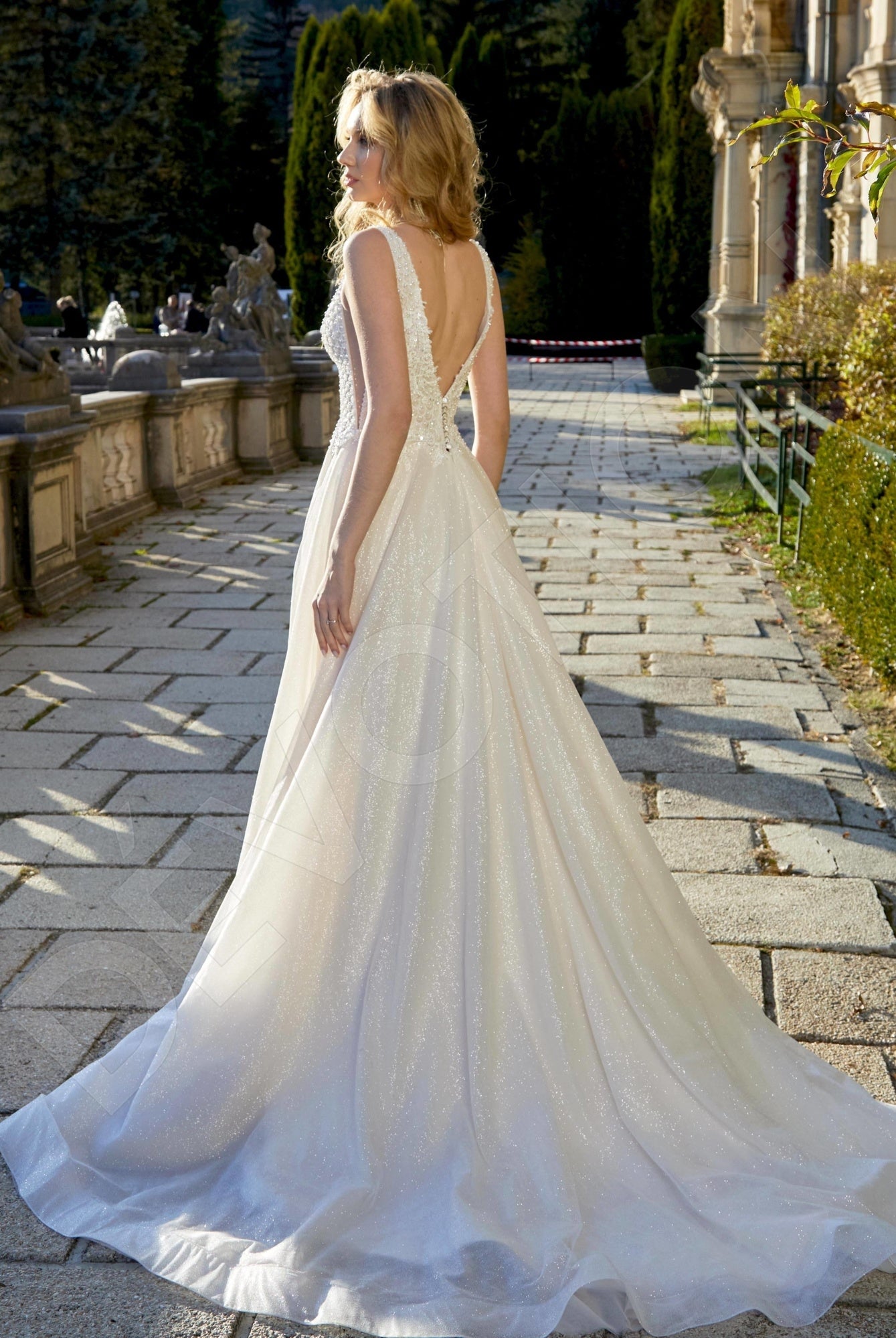 Matilda A-line Deep V-neck Milk Wedding dress