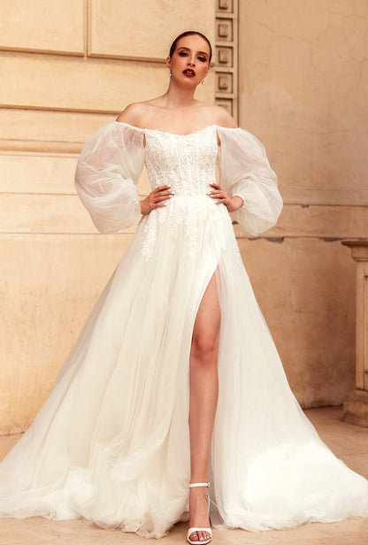 Daphnie A-line Off-shoulder/Drop shoulders Ivory Wedding dress