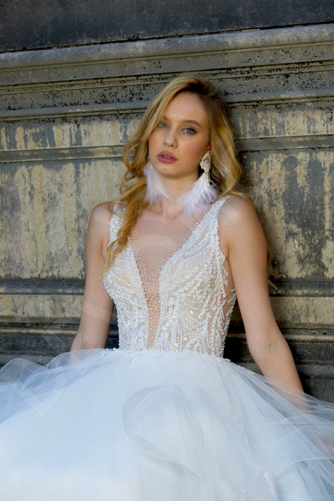 Alisa A-line Illusion Milk Wedding dress