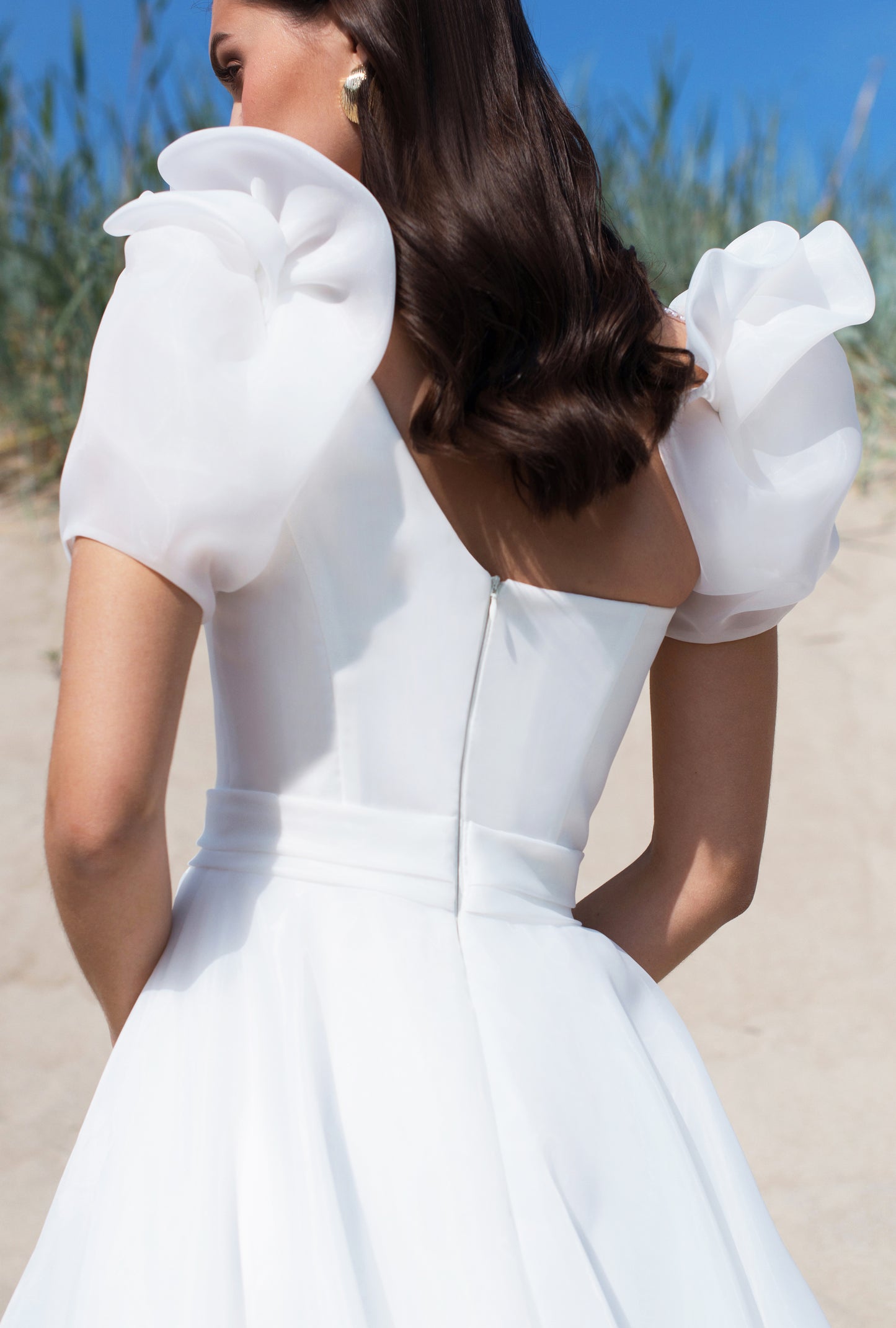 Aroma A-line Asymmetric/One shoulder Off-White Wedding dress