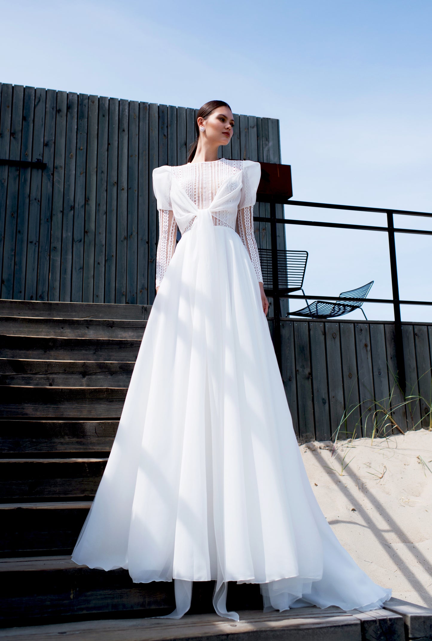 Mariska A-line Boat/Bateau Off White Wedding dress