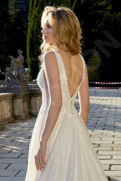 Matilda A-line Deep V-neck Milk Wedding dress