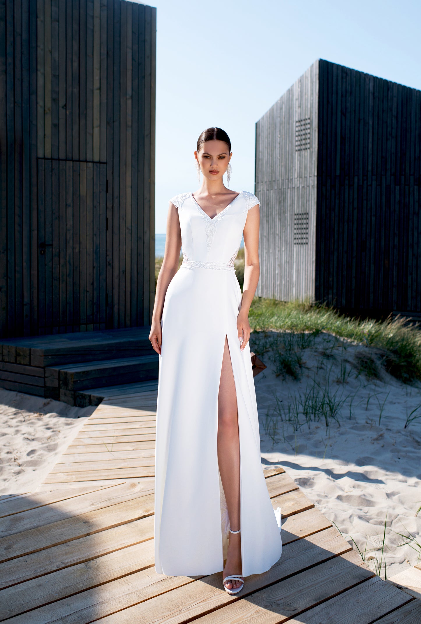 Maret A-line V-neck Off White Wedding dress