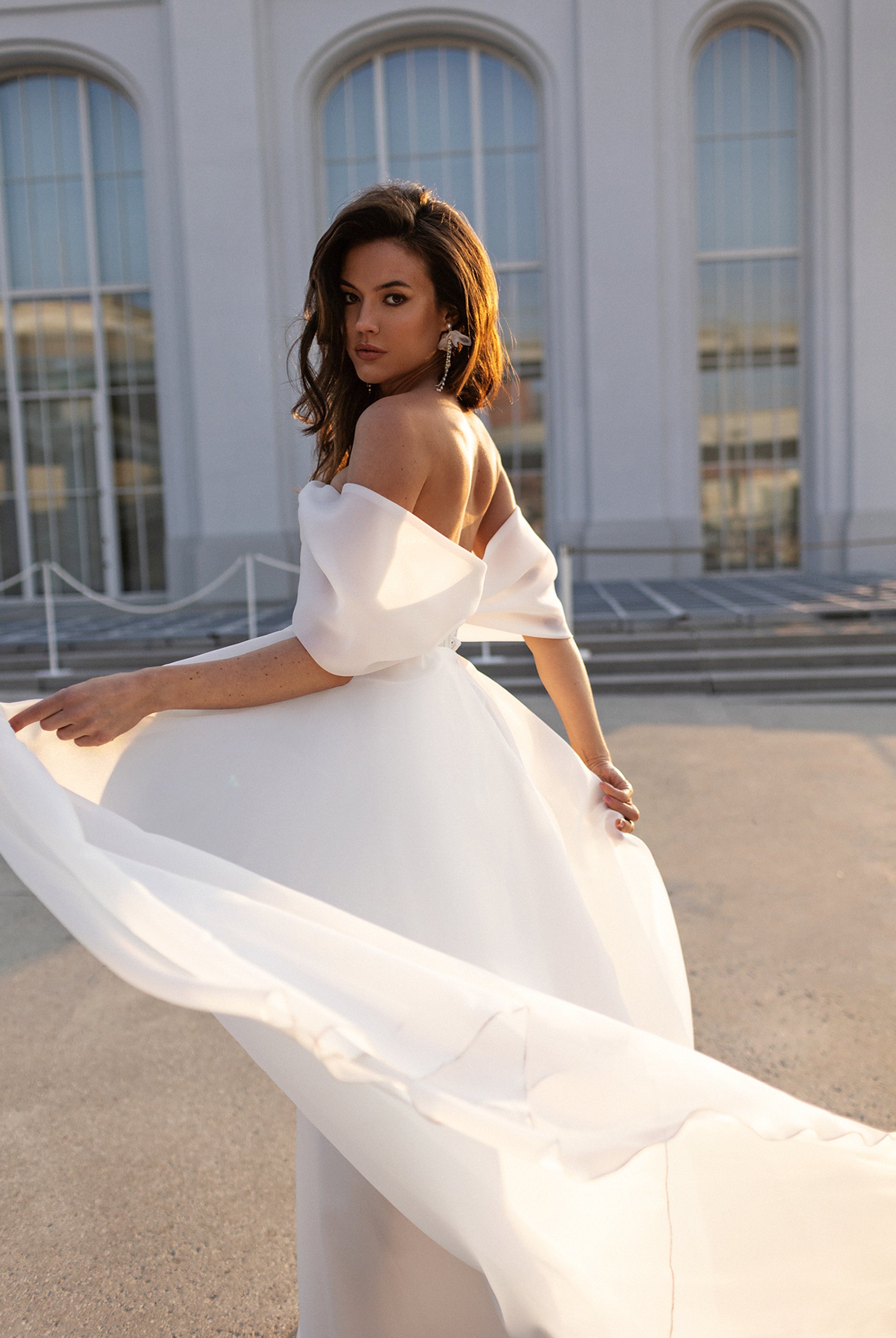 Abelia A-line Off-Shoulder Milk Wedding dress