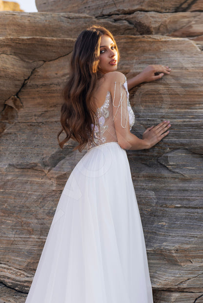 Ada A-line Illusion Ivory/Nude/Violet Wedding dress