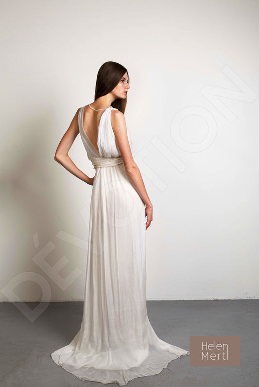 Adela A-line V-neck White Wedding dress