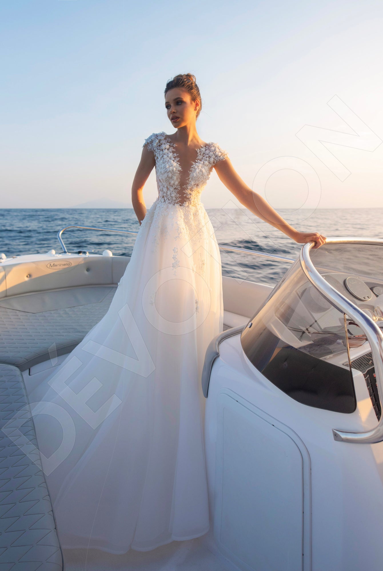 Alicer A-Line Illusion Ivory Wedding dress