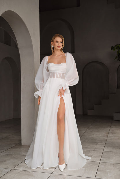 Amine A-line Sweetheart Milk Wedding dress