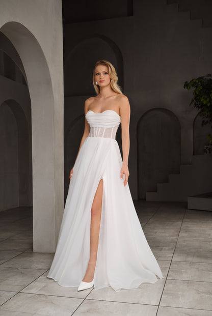 Amine A-line Sweetheart Milk Wedding dress