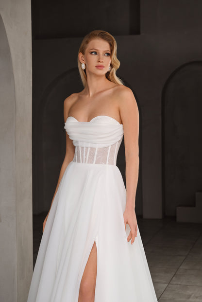 Amine A-line Sweetheart Milk Wedding dress