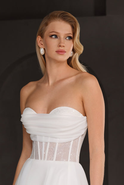 Amine A-line Sweetheart Milk Wedding dress