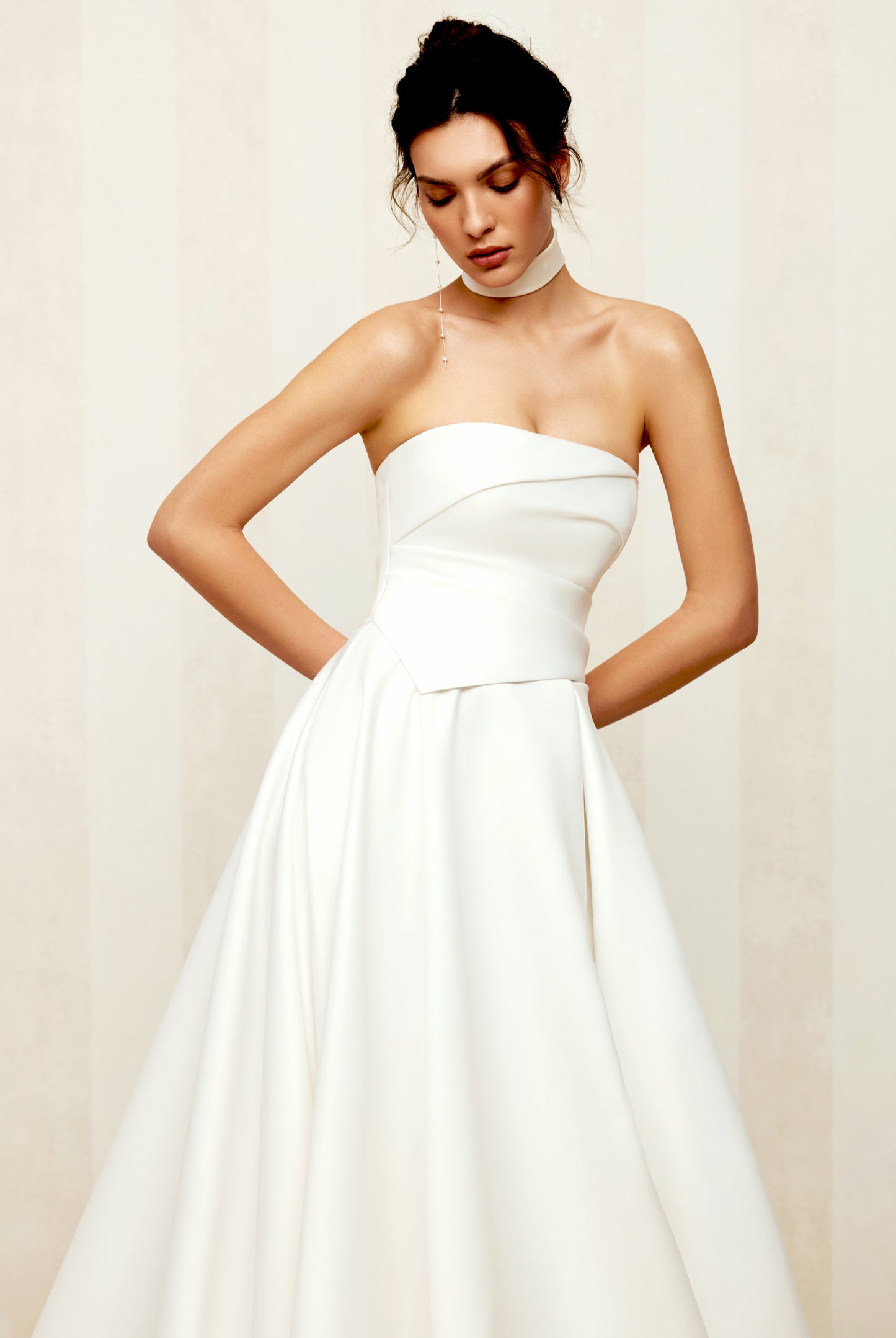 Balma A-line Straight across Milk Wedding dress