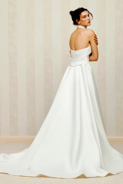 Balma A-line Straight across Milk Wedding dress