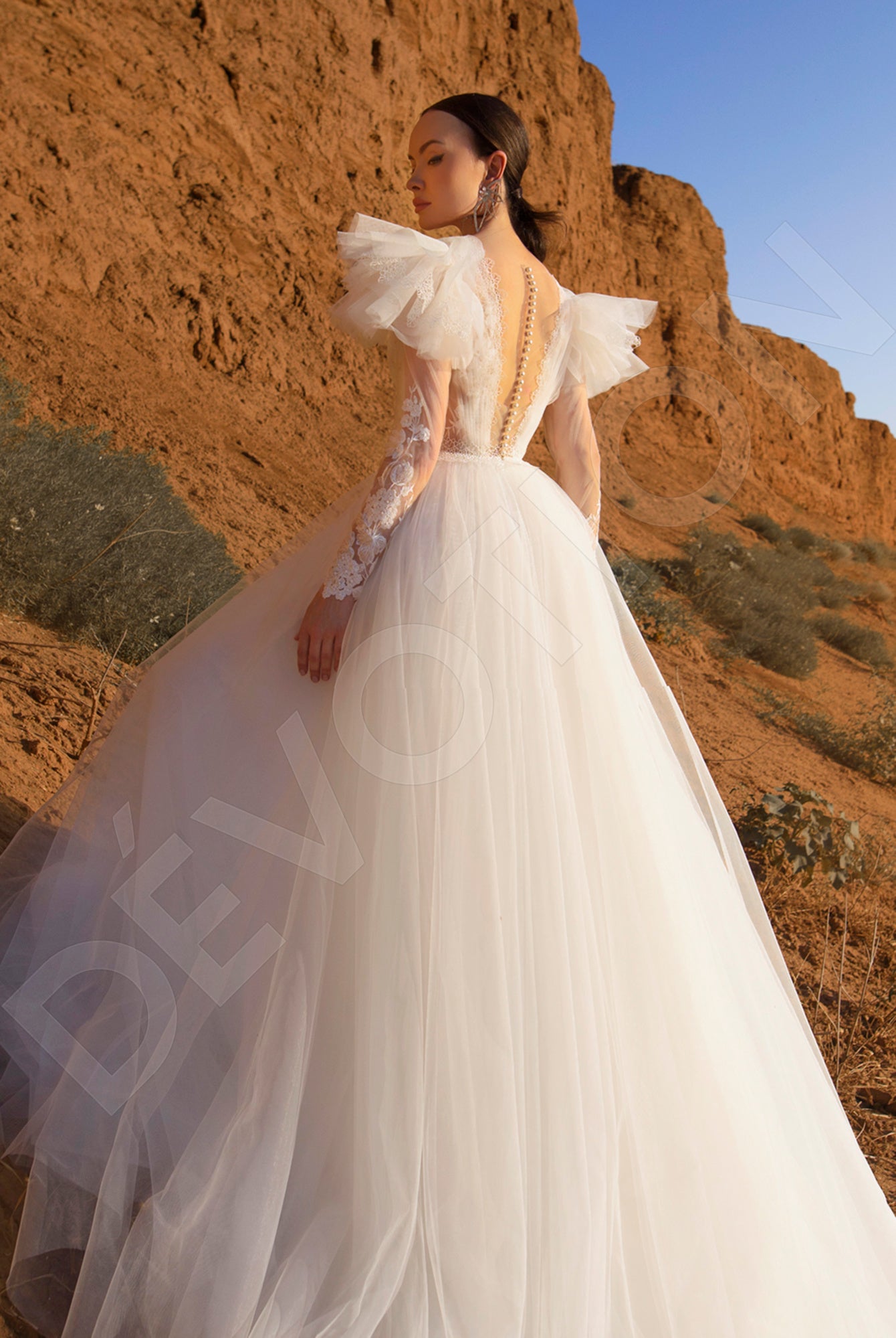 Arabellia A-line Illusion Off White Wedding dress