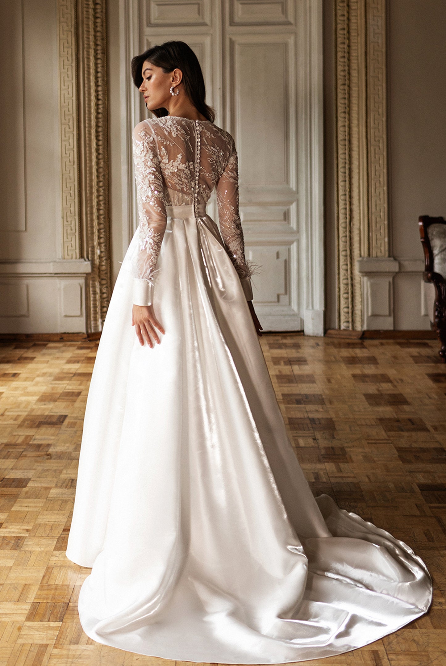 Blackie A-line Jewel Milk/Nude Wedding dress