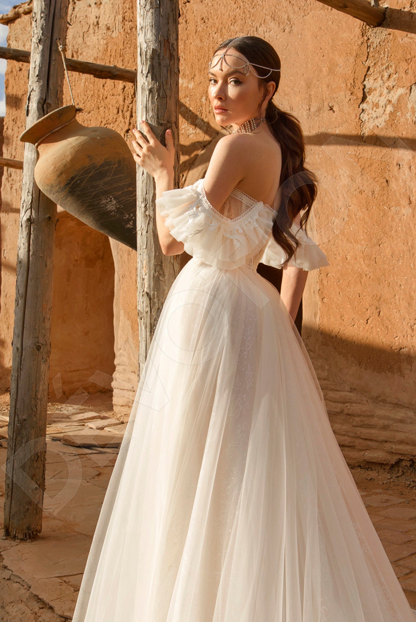 Caprissia A-line Straight Across Vanilla Wedding dress