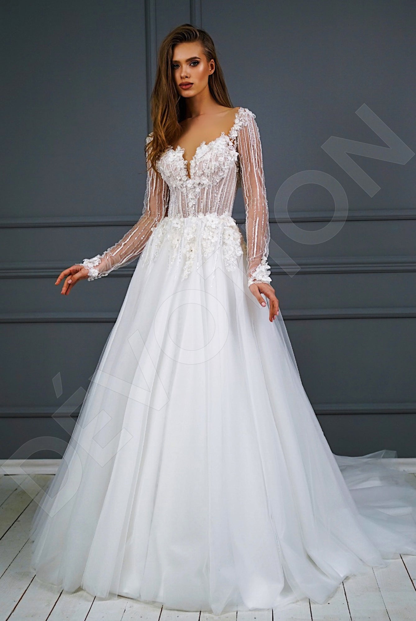 Carmelita A-Line Illusion Ivory Wedding dress